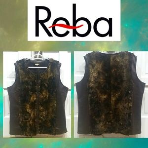 Reba Brown Faux Fur and Leather Vest 2x